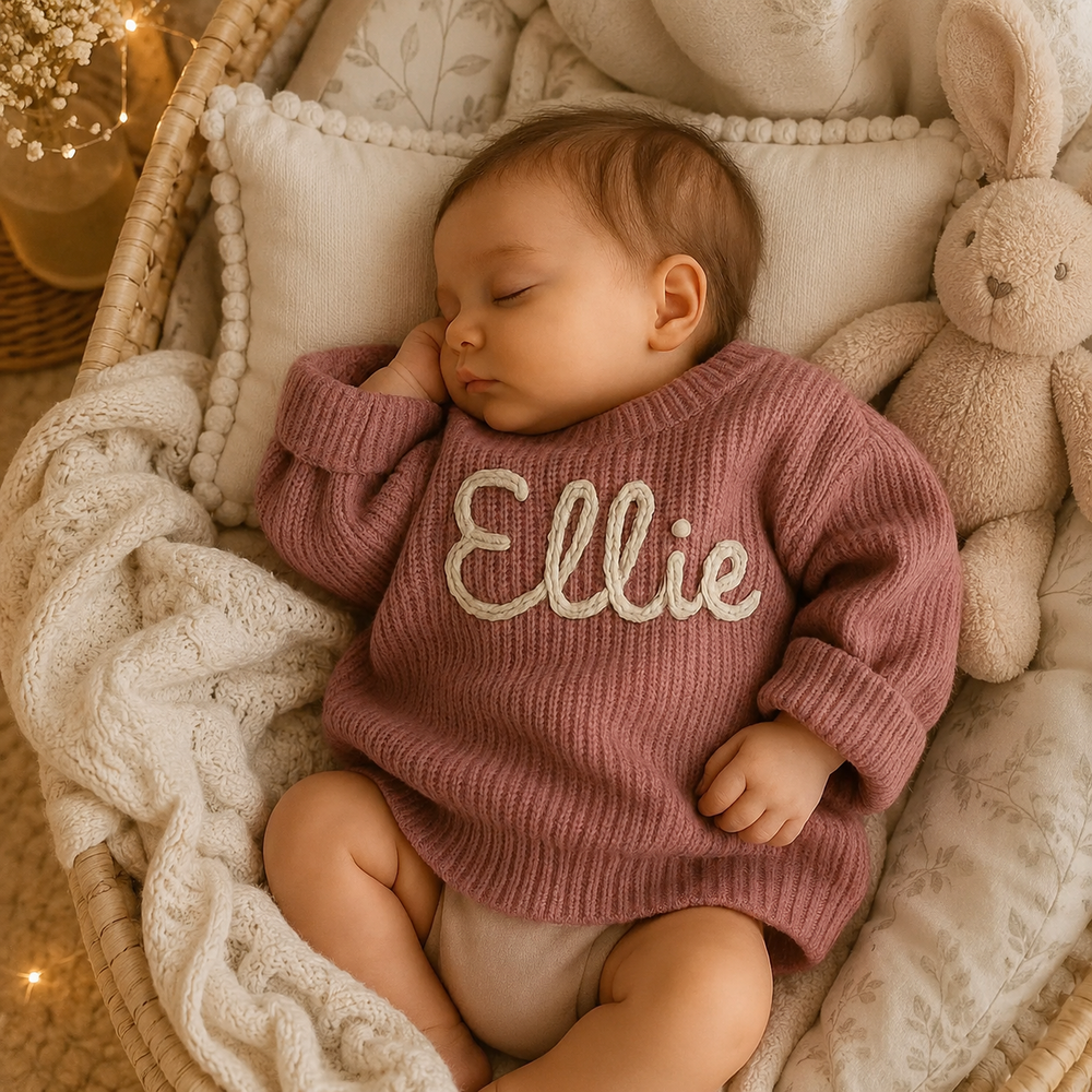 Cotton Custom Baby Sweater With Name