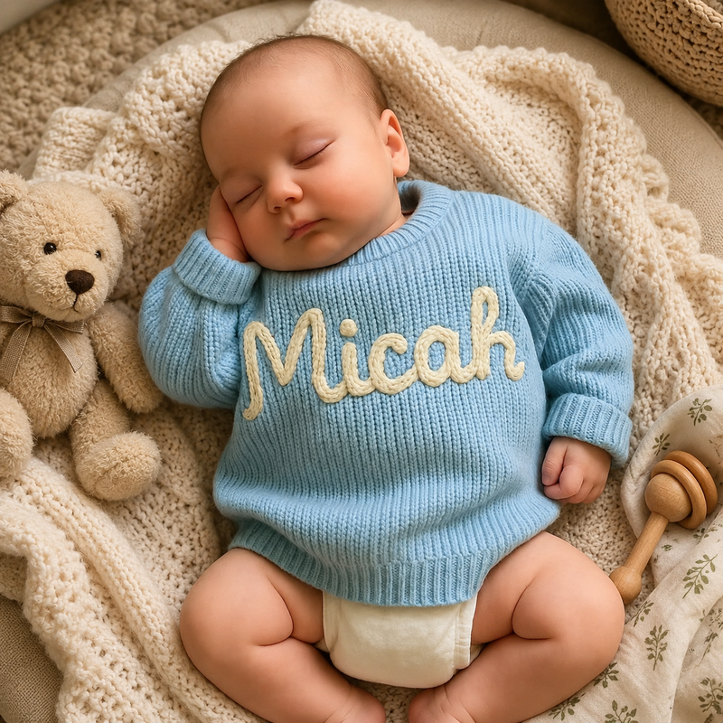 Cotton Custom Baby Sweater With Name