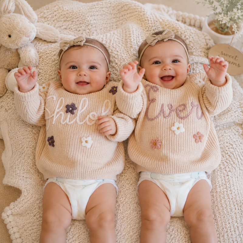 Cotton Custom Baby Sweater With Name