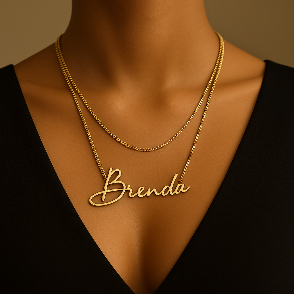 Personalized Double-layer Cut Name Clavicle Chain DIY Letters European And American Trend Necklace Amazon Cross-border Jewelry Generation Mood Royal