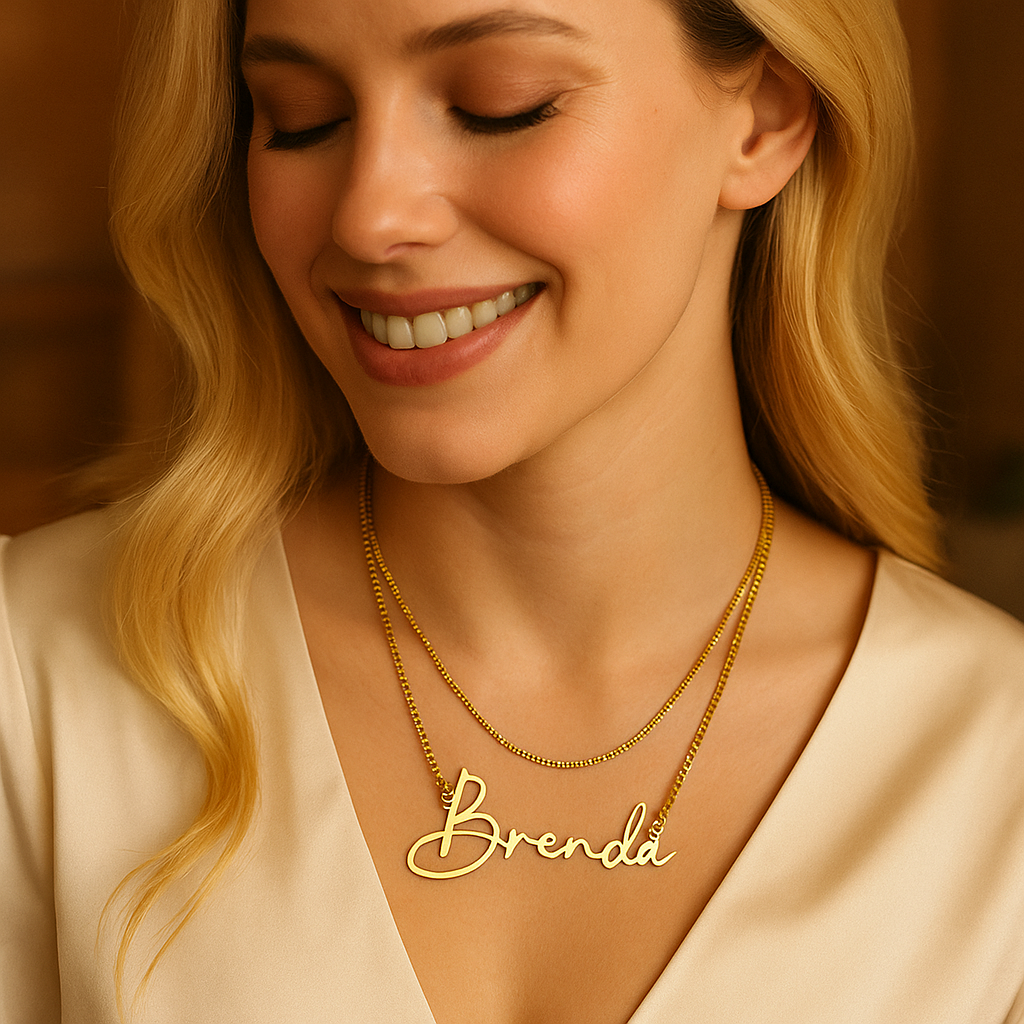 Personalized Double-layer Cut Name Clavicle Chain DIY Letters European And American Trend Necklace Amazon Cross-border Jewelry Generation Mood Royal