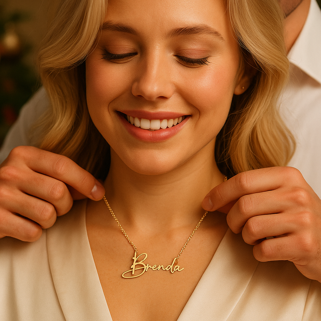 Custom Name Necklaces For Women Personalised Cursive Font Stainless Steel Box Chain Gold Choker Necklace Nameplate Jewelry Gift - Customized Necklaces Mood Royal