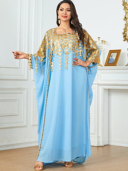 Elegant Pendant Bat Sleeves Kaftan Mood Royal