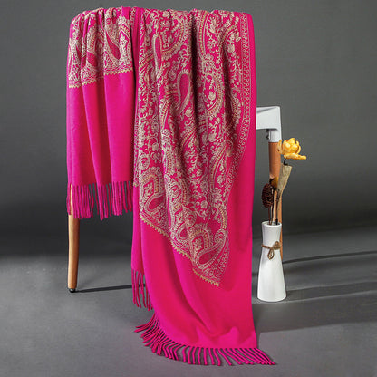 Embroidered Cashmere Blend Women's Pashmina Shawl My Store