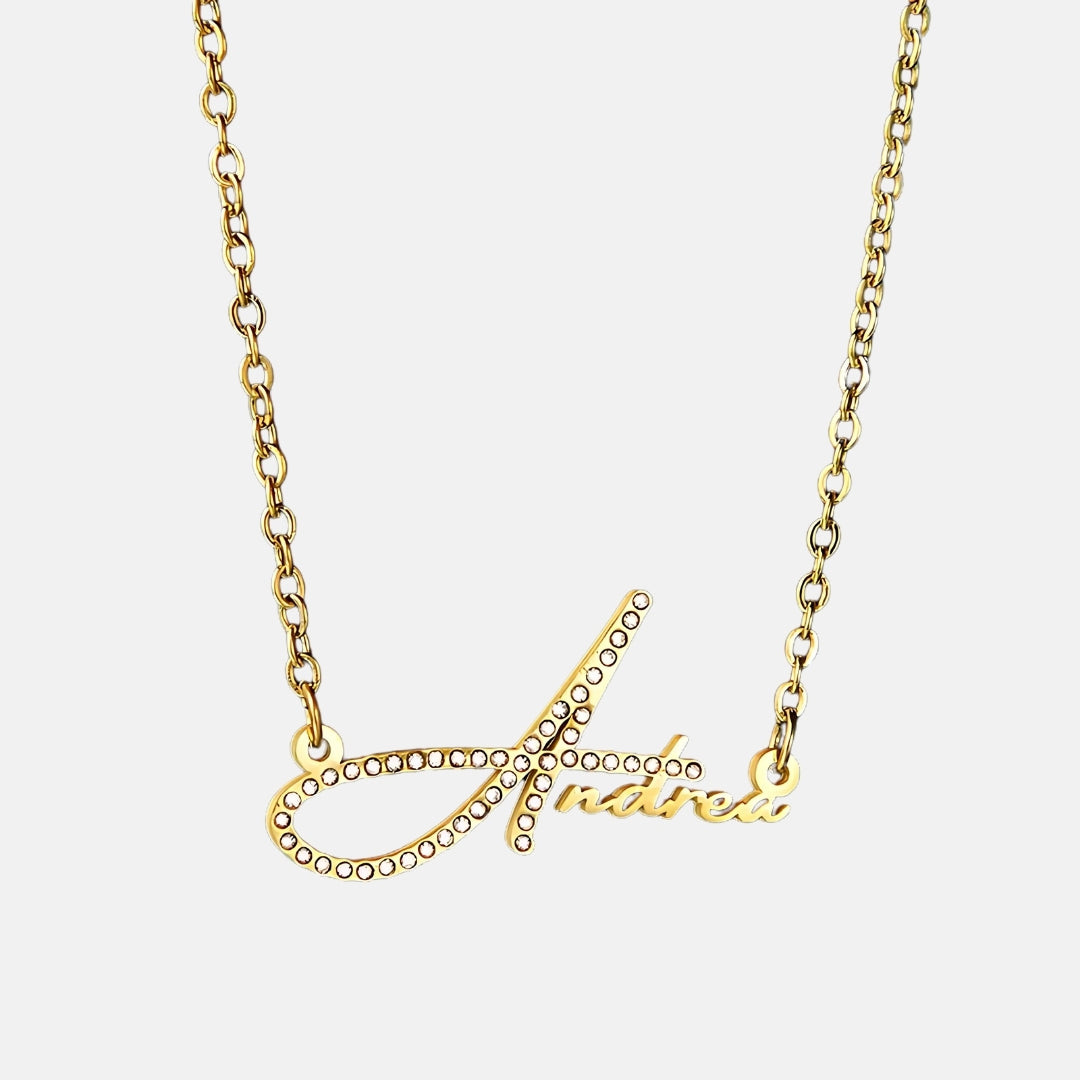 Personalized Diamond Titanium Steel Name Necklace Mood Royal