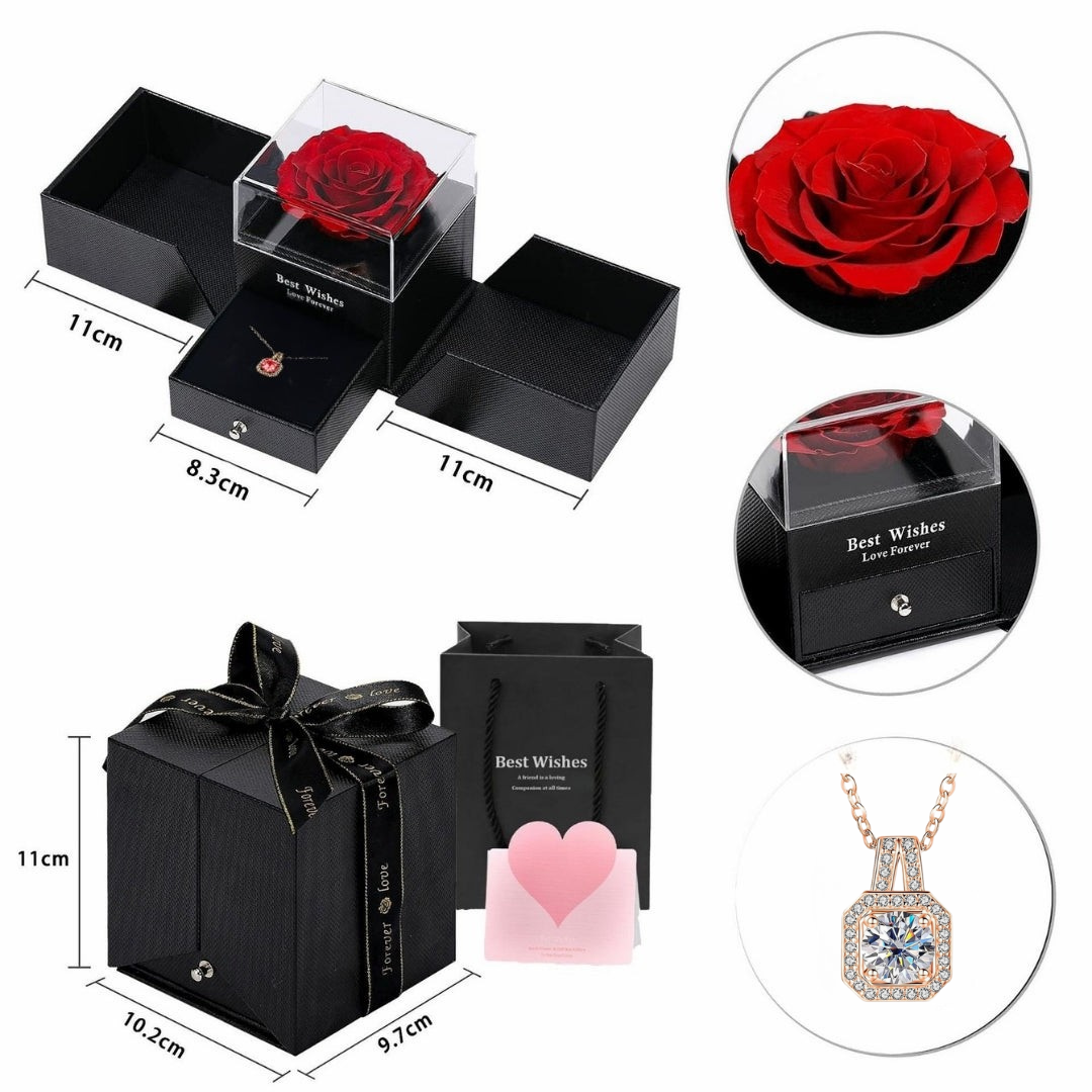 Diamond Necklace Rose Gift Box Mood Royal