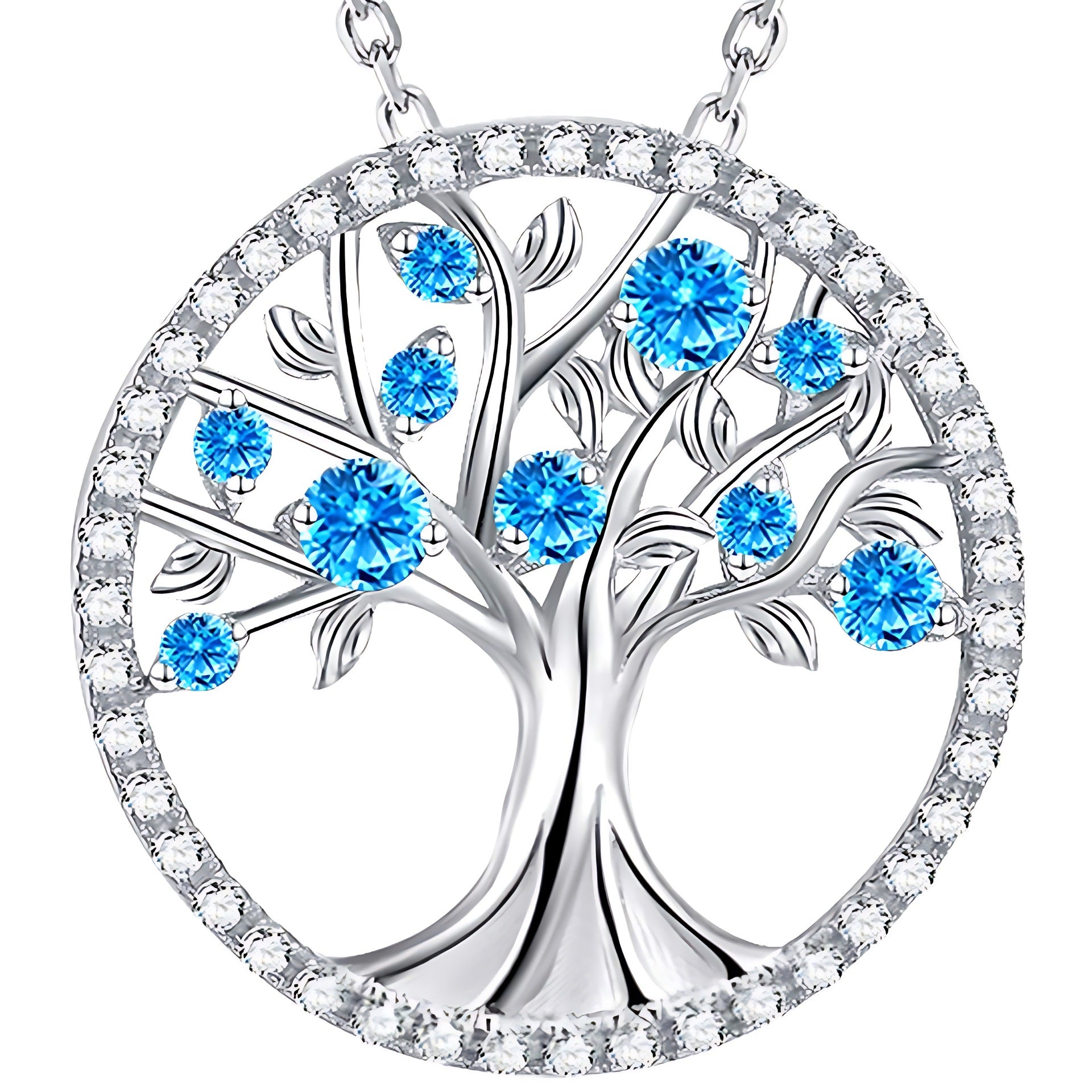 Amazon Cross Border Hot Selling Round Pendant High Sense Fashion Design Clavicle Chain Tree Of Life Zircon Necklace Women
