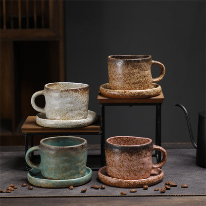 Small Capacity Creative Coffee Cup And Saucer Set Afternoon Tea Espresso Cup Retro Kiln Mug Home Cup