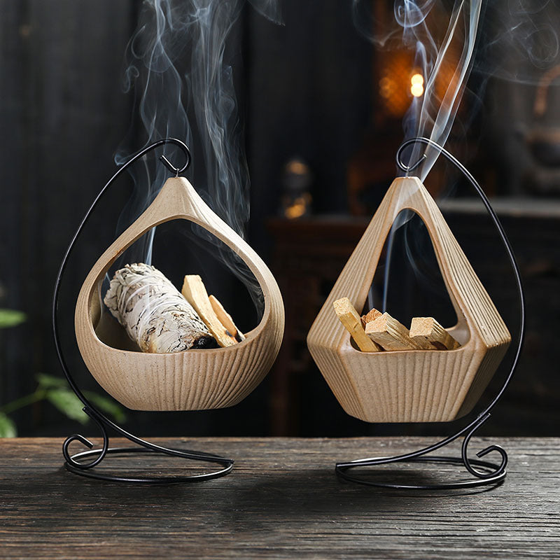 Peruvian Holy Wood Palo Santo Holder Sage Burning Tray Hanging Stove Ceramic Aromatherapy Stove Crafts
