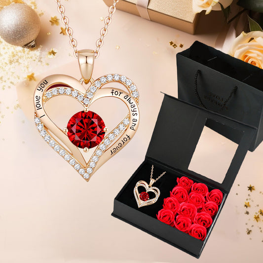 Amazon's Cross-border Double-layer Love Pendant Fashionable Design Clavicle Chain High-end Feeling Heart-shaped Necklace