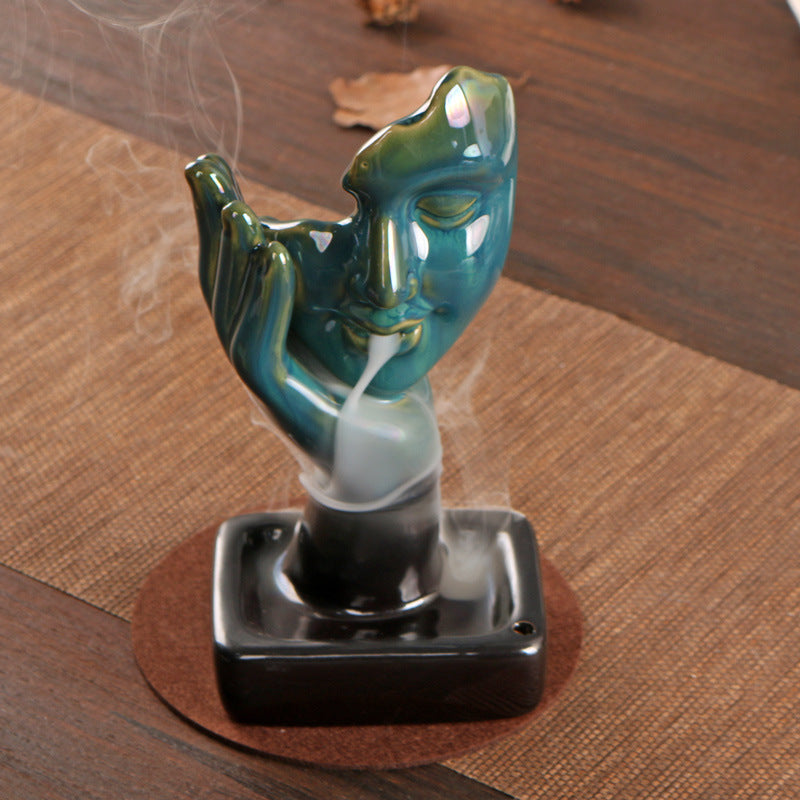 Cross-Border Meditating Bitter Backflow Incense Burner Creative Ornaments Home Decoration Incense Stick Incense Holder American Incense Burner Wholesale