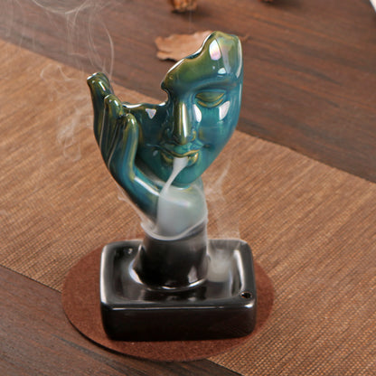 Cross-Border Meditating Bitter Backflow Incense Burner Creative Ornaments Home Decoration Incense Stick Incense Holder American Incense Burner Wholesale