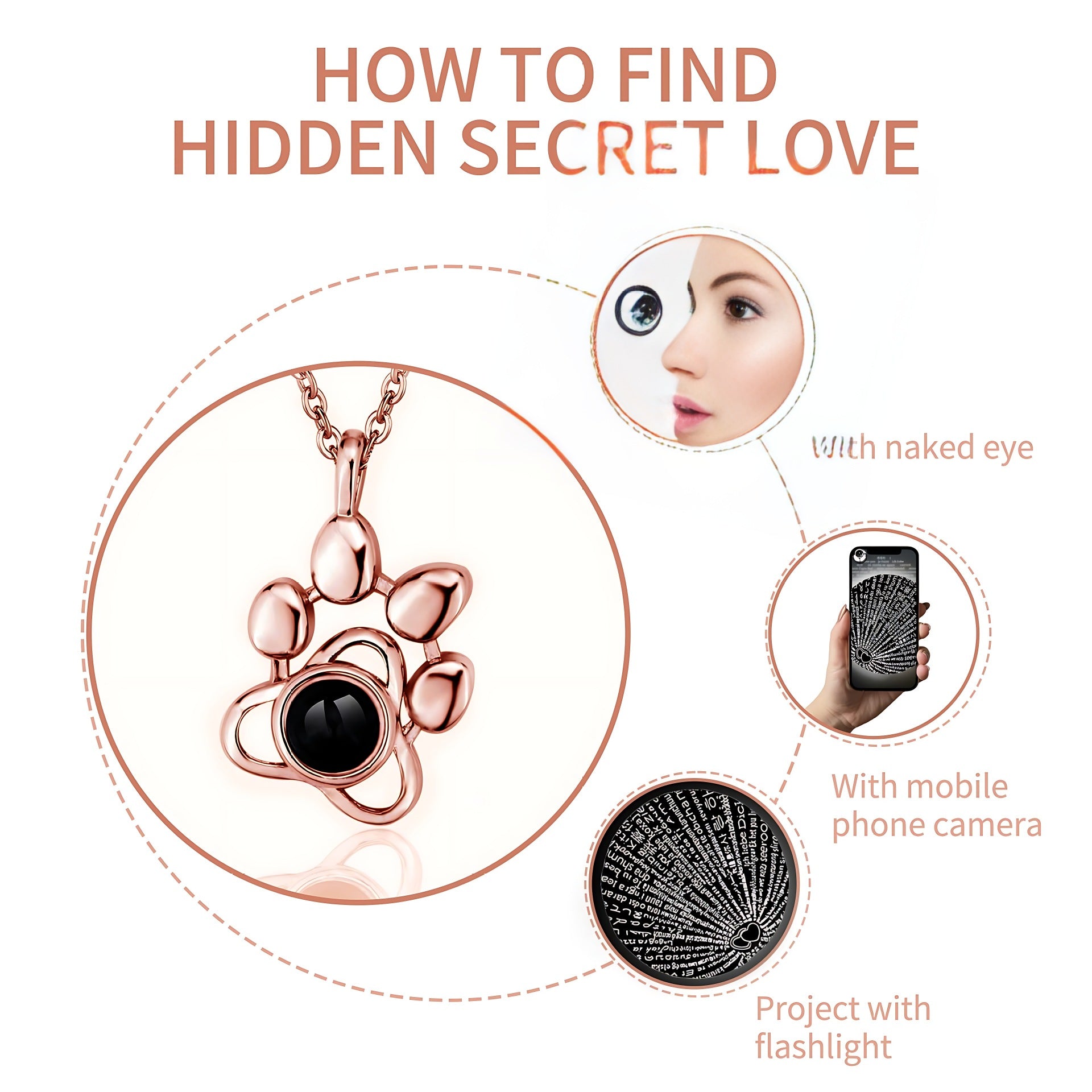 Ozon Cross-border Explosions 100 Languages I Love You Pendant Fashion High Sense Does Not Fade Pet Projection Necklace