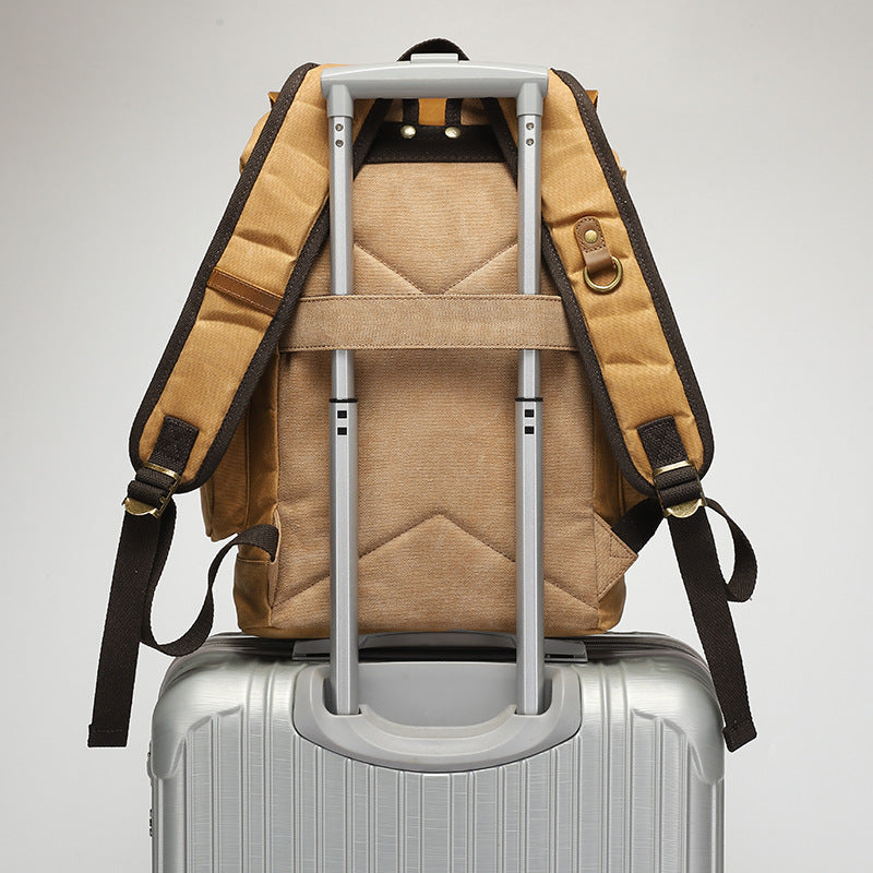 Backpack Men's And Women's Outdoor Sports Mountaineering Bag Travel Backpack Student Bookbag Canvas With Crazy Horse Leather Vintage