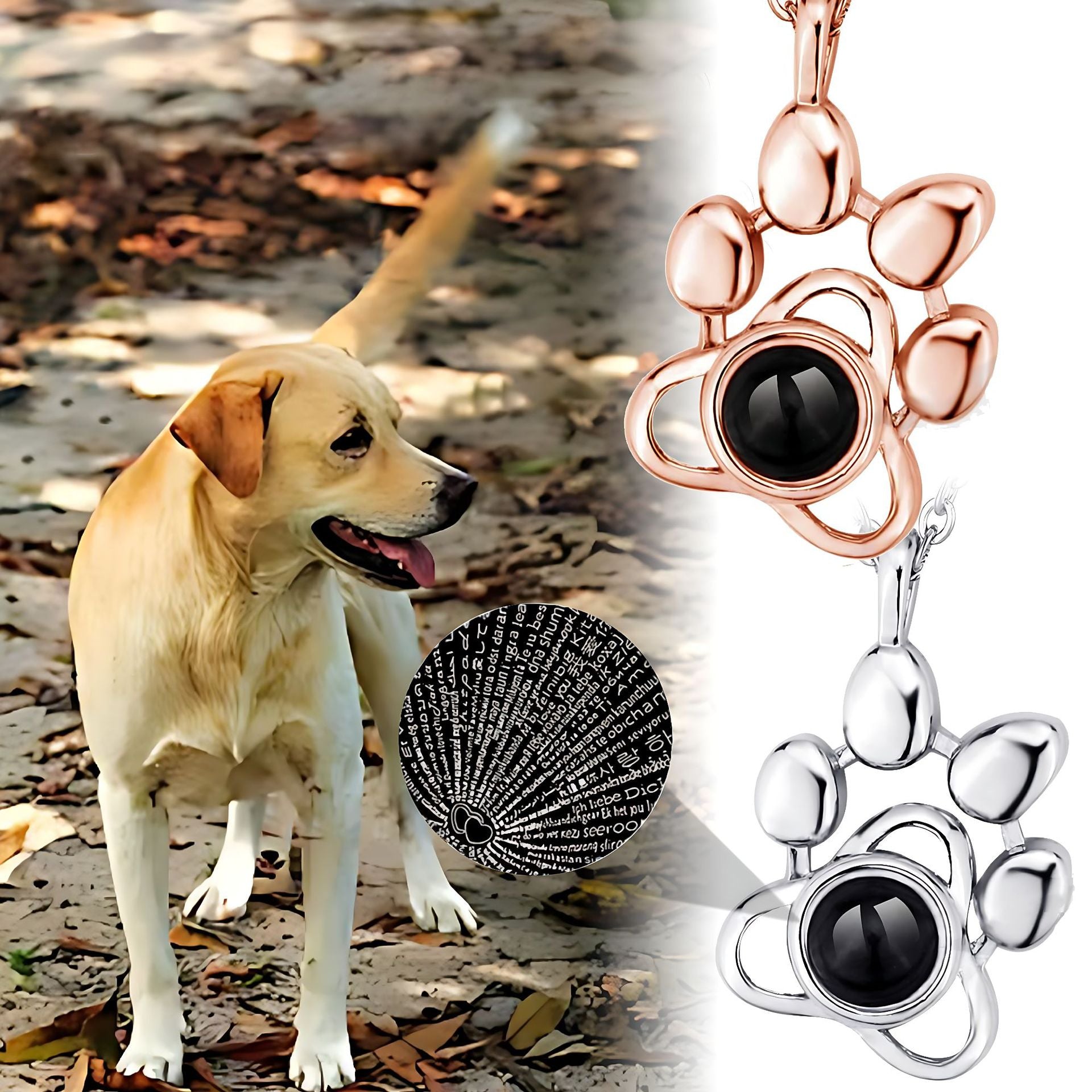 Ozon Cross-border Explosions 100 Languages I Love You Pendant Fashion High Sense Does Not Fade Pet Projection Necklace