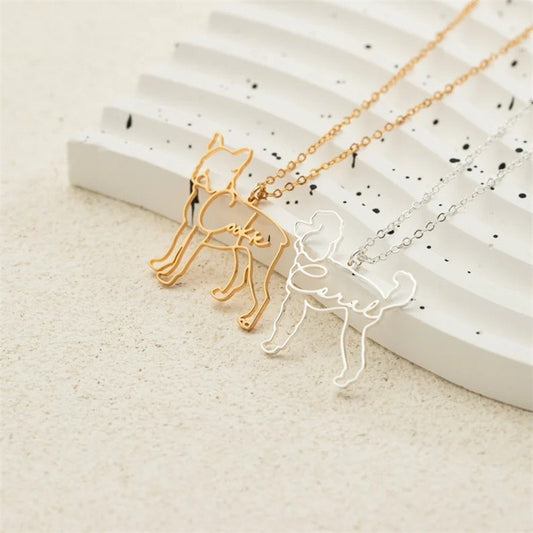 Customized Pet Dog Silhouette Plus Name Necklace For Women