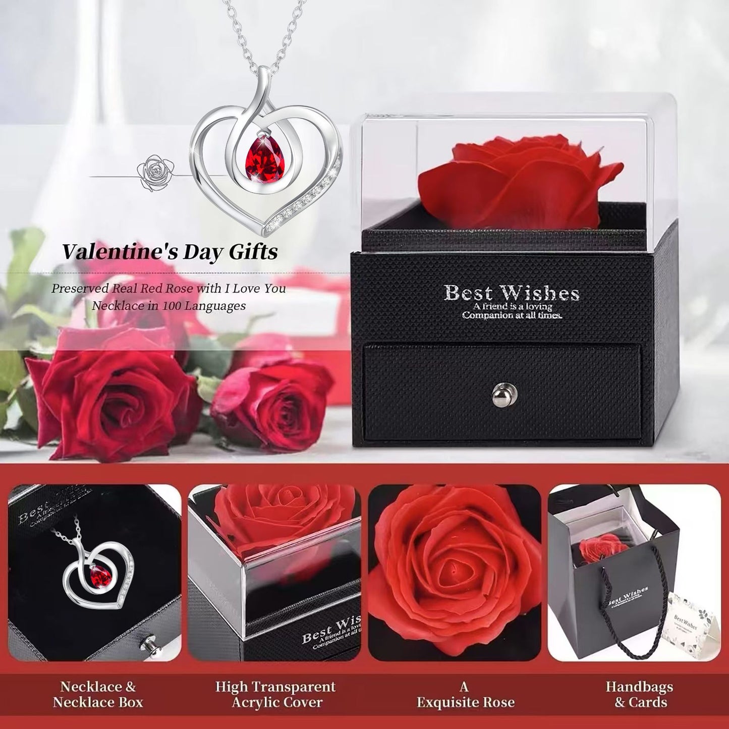 Cross-border Amazon Hot-selling Eternal Love Pendant Necklace For Women Versatile And High-end Feel Without Fading Collarbone Necklace