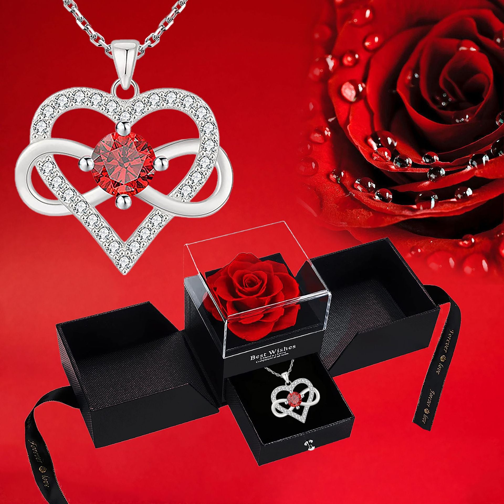 Cross-border Amazon Infinite Loop Love Diamond Pendant Necklace Hot Sales In Europe And America Versatile High-end Collarbone Necklace