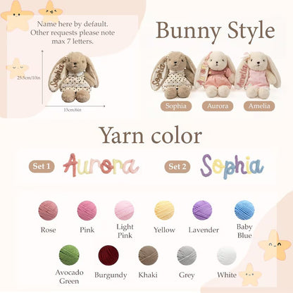 Etsy Embroidered Name Annie Rabbit Plush Toy Comfort Companion Doll Children's Gift Popular Custom Name