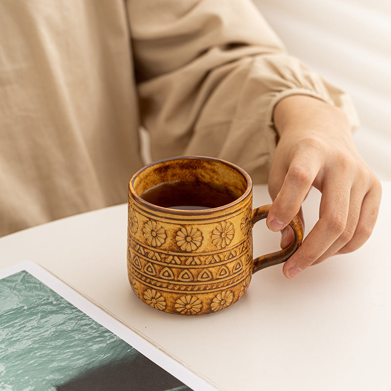 Japanese Retro Ceramic Coffee Cup Home Coffee Hanging Ear Cup Couple Cup Coke Cup Creative Mug Drinking Cup