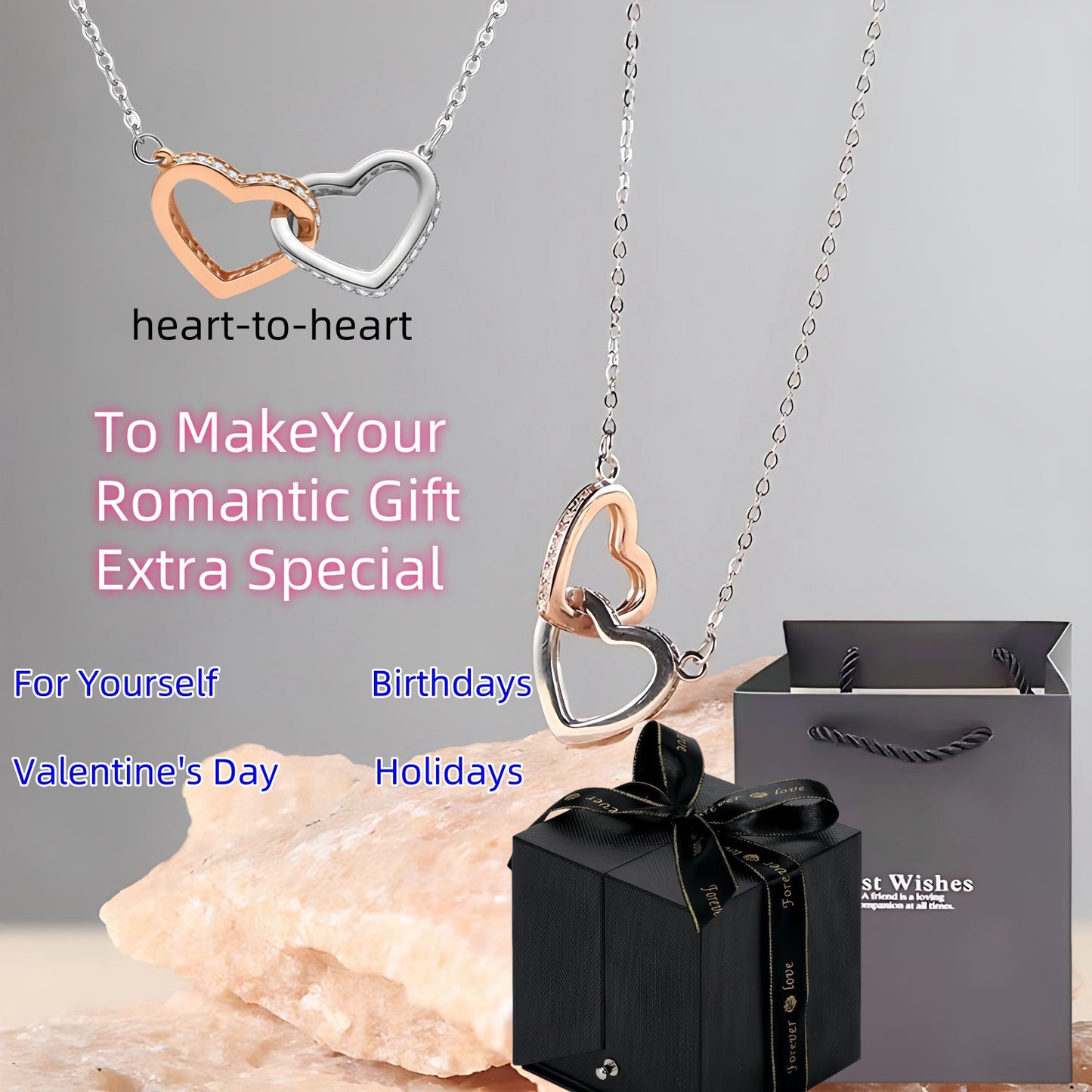 Amazon Cross-border Explosions Love Pendant Fashion Design Collarbone Chain Light Luxury High-end Gift Heart-shaped Necklace Women