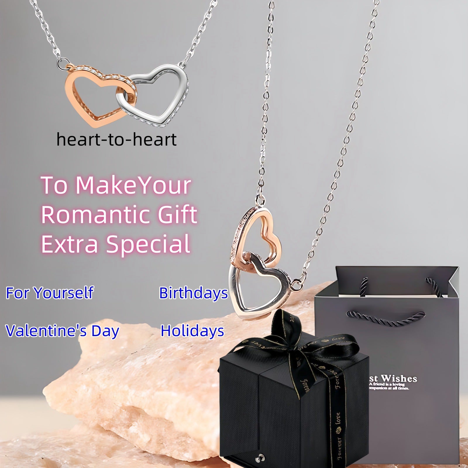 Amazon Cross-border Explosions Love Pendant Fashion Design Collarbone Chain Light Luxury High-end Gift Heart-shaped Necklace Women