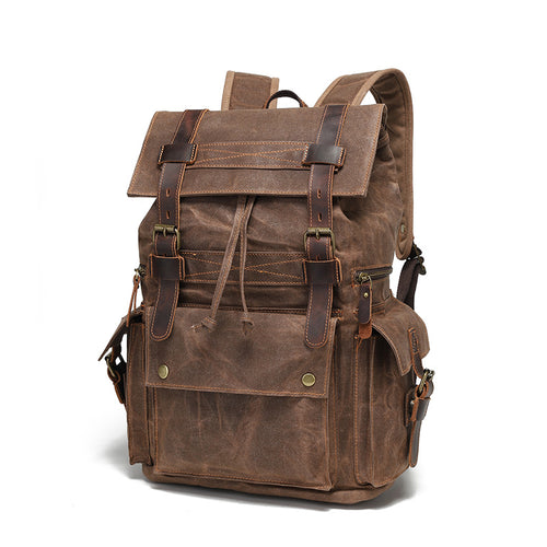 Walnut Heritage Rucksack — Waxed Canvas & Leather
