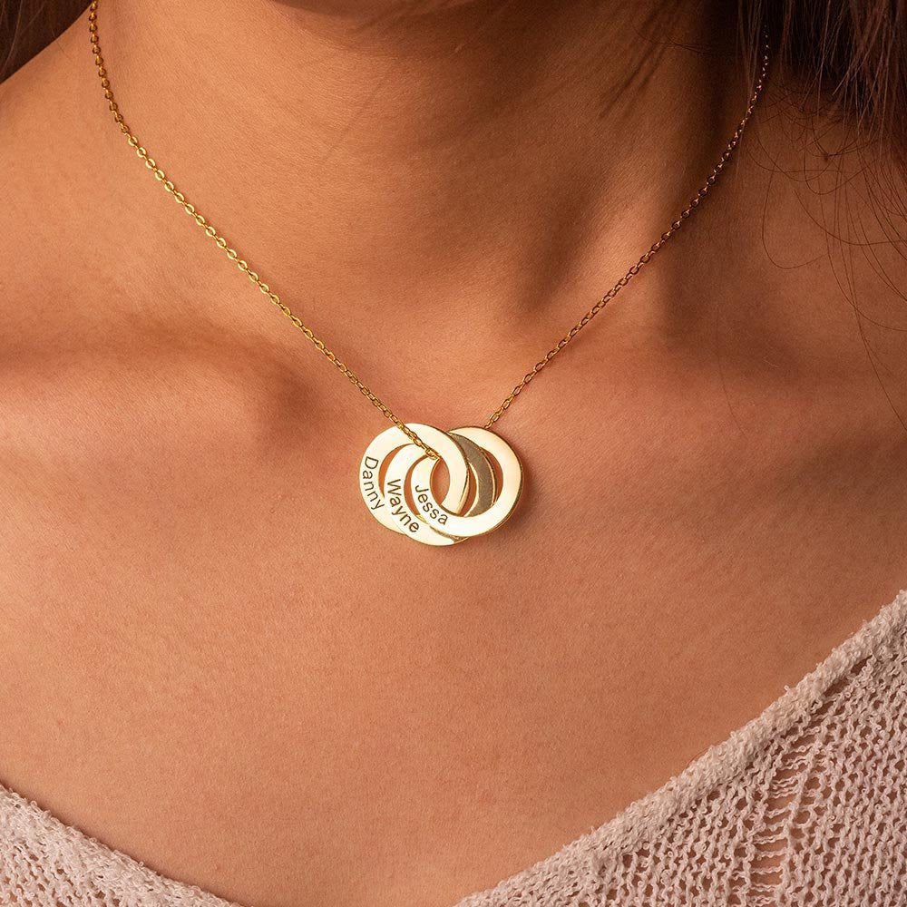 Round Ring Interlocking Necklace Name Lettering Personalized Mood Royal