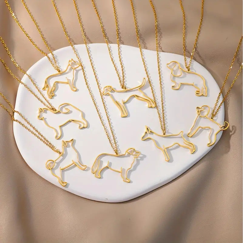 Customized Pet Dog Silhouette Plus Name Necklace For Women