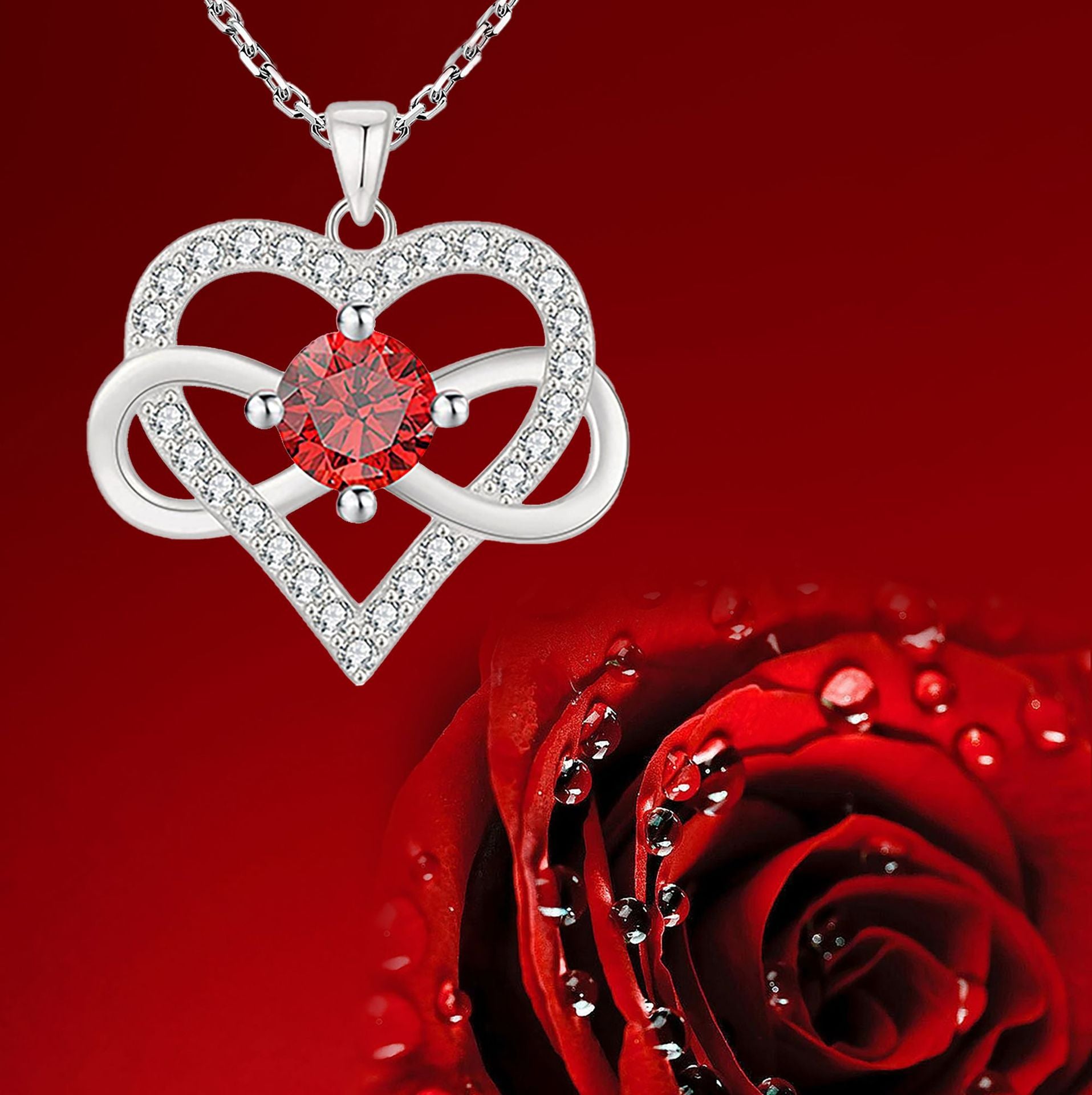 Cross-border Amazon Infinite Loop Love Diamond Pendant Necklace Hot Sales In Europe And America Versatile High-end Collarbone Necklace
