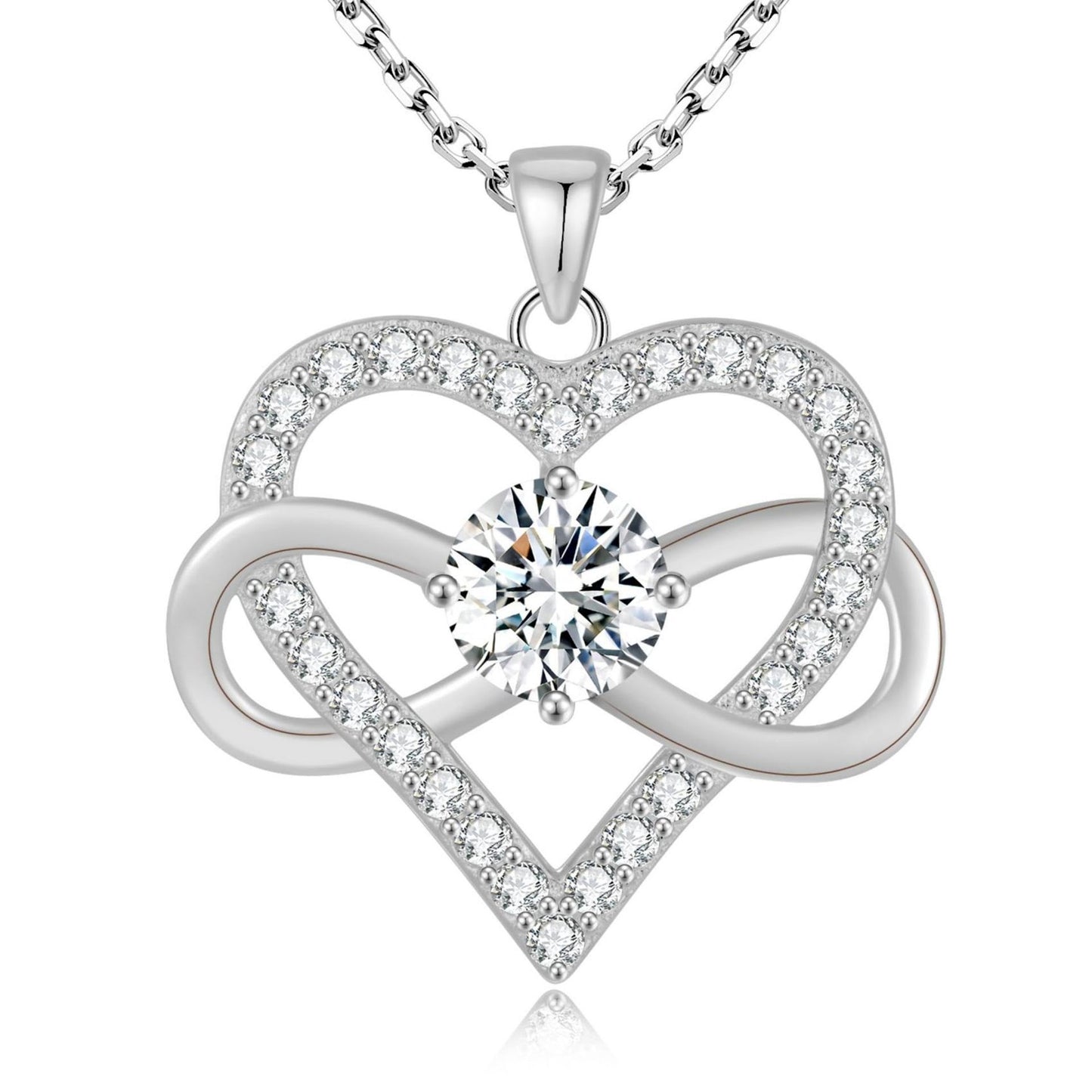 Cross-border Amazon Infinite Loop Love Diamond Pendant Necklace Hot Sales In Europe And America Versatile High-end Collarbone Necklace