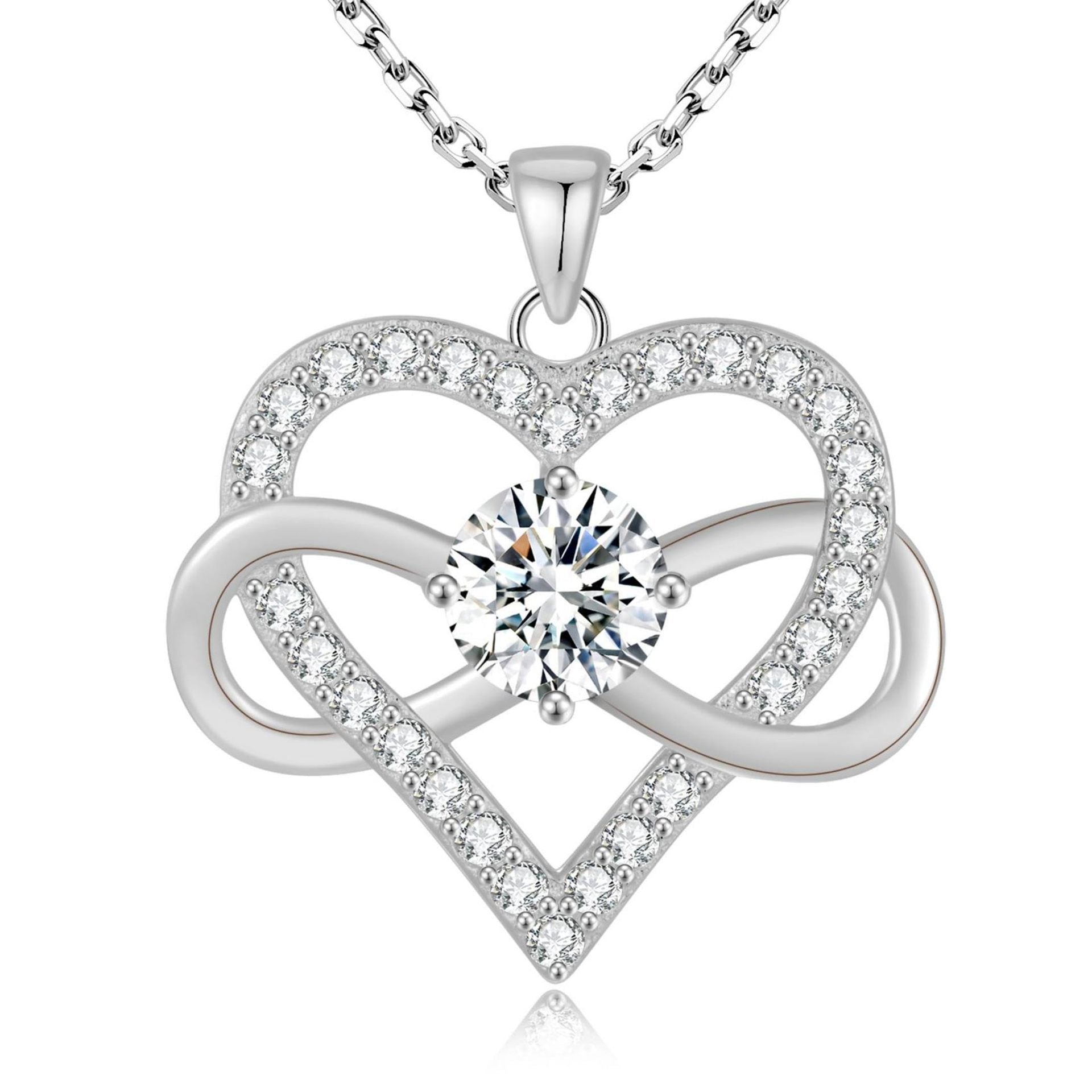 Cross-border Amazon Infinite Loop Love Diamond Pendant Necklace Hot Sales In Europe And America Versatile High-end Collarbone Necklace