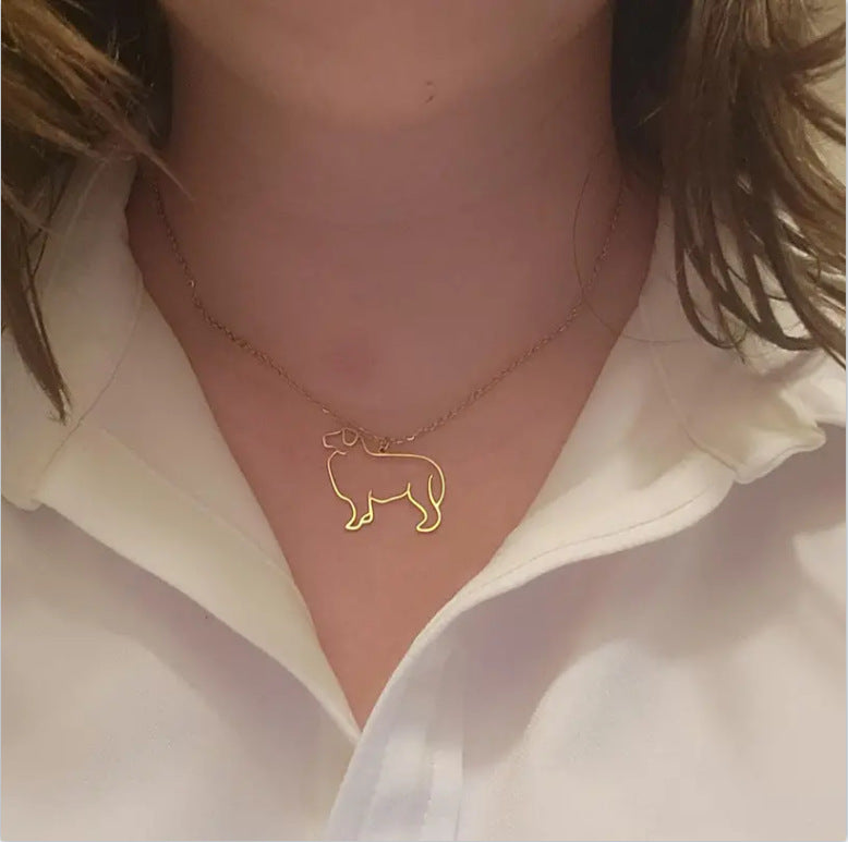 Customized Pet Dog Silhouette Plus Name Necklace For Women