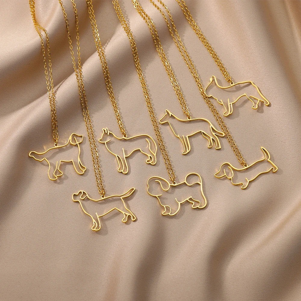 Customized Pet Dog Silhouette Plus Name Necklace Mood Royal