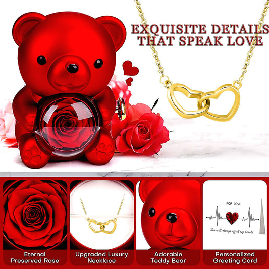 Popular Minimalist Love Double-Ring Necklace Women's Ins Stainless Steel Heart-to-Heart Necklace Temperament All-Match Clavicle Chain