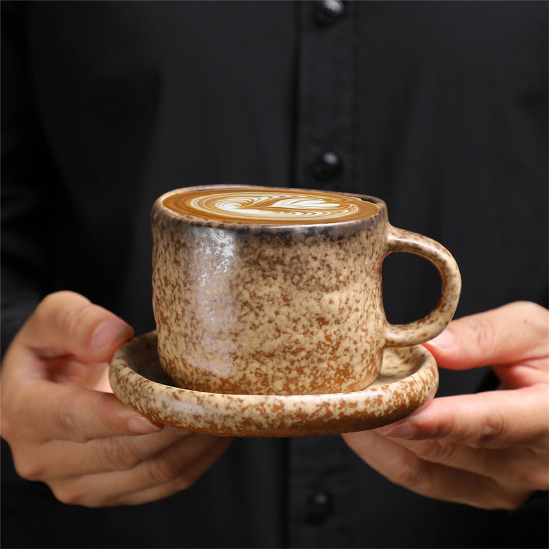 Small Capacity Creative Coffee Cup And Saucer Set Afternoon Tea Espresso Cup Retro Kiln Mug Home Cup