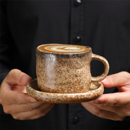 Small Capacity Creative Coffee Cup And Saucer Set Afternoon Tea Espresso Cup Retro Kiln Mug Home Cup