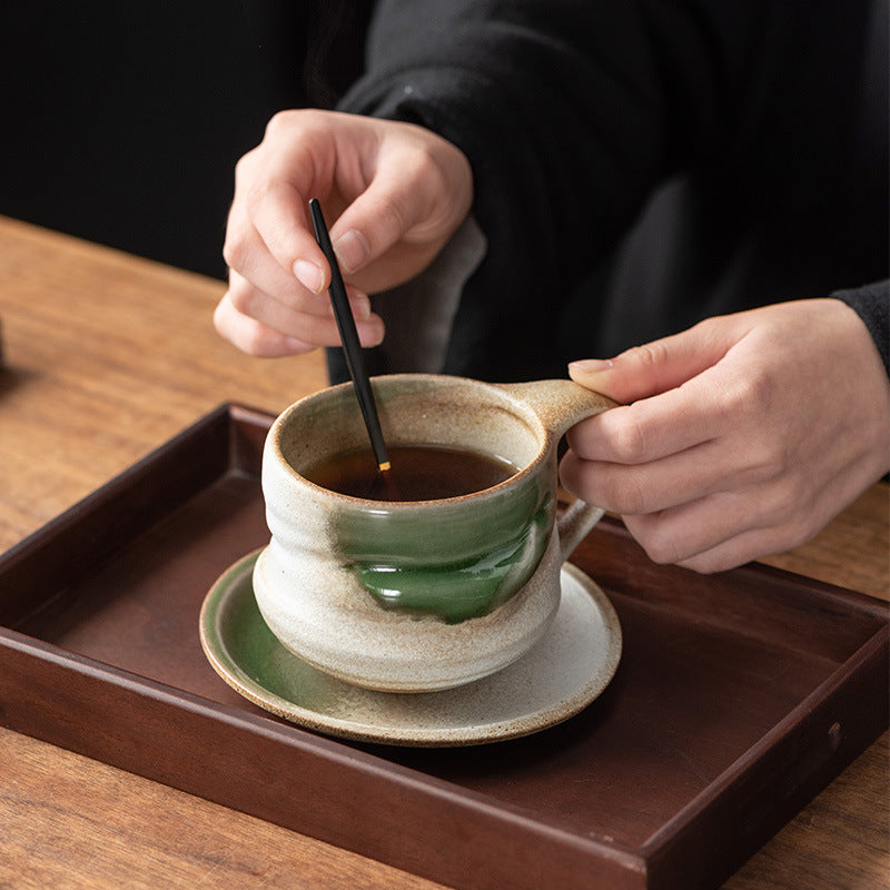 Special-shaped Coffee Cup And Saucer Suit Vintage Ceramic Cup Creative Afternoon Tea Cross-border Coffee Cup Office Mug