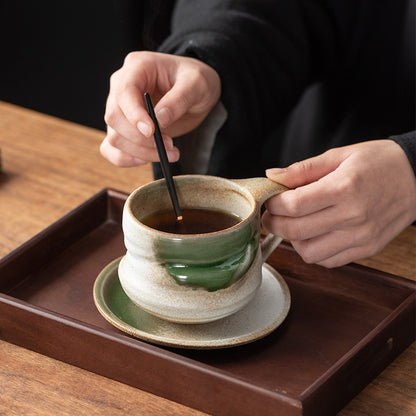 Special-shaped Coffee Cup And Saucer Suit Vintage Ceramic Cup Creative Afternoon Tea Cross-border Coffee Cup Office Mug