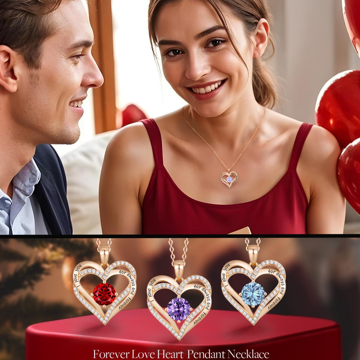 Amazon's Cross-border Double-layer Love Pendant Fashionable Design Clavicle Chain High-end Feeling Heart-shaped Necklace