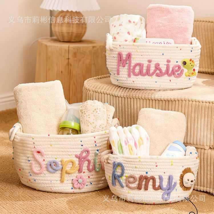 Etsy Personalized Handmade Round Storage Basket Customizable Letter Gift Basket/Storage Basket Easter Decoration Gift
