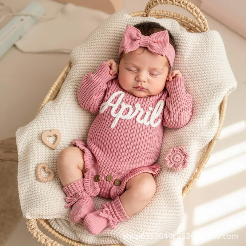 Etsy Cross-border Personalized Custom Jumpsuit Hand-embroidered Name Jumpsuit Suit Personalized Hand-embroidered
