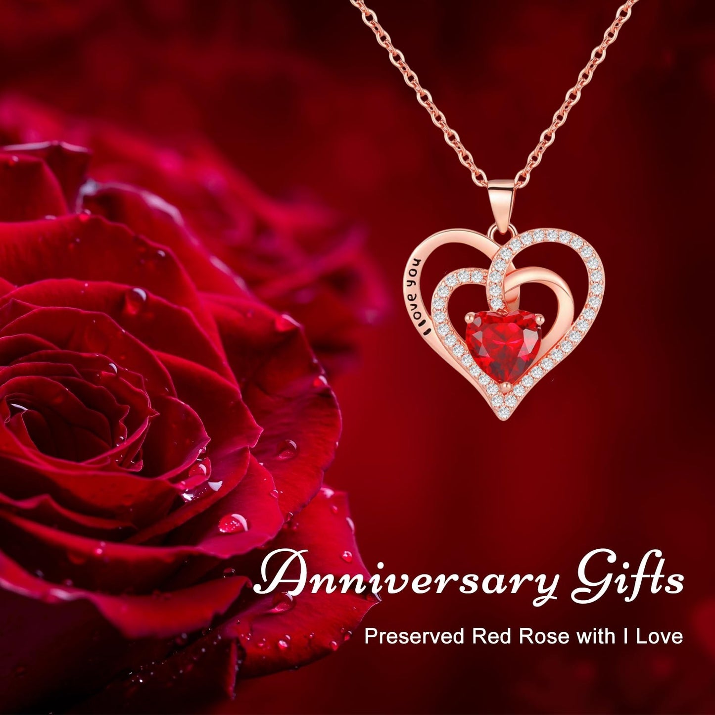 Cross-border Amazon Hot-selling Double-layer Love Diamond Necklace Engraving I Love You Versatile Collarbone Necklace Decoration
