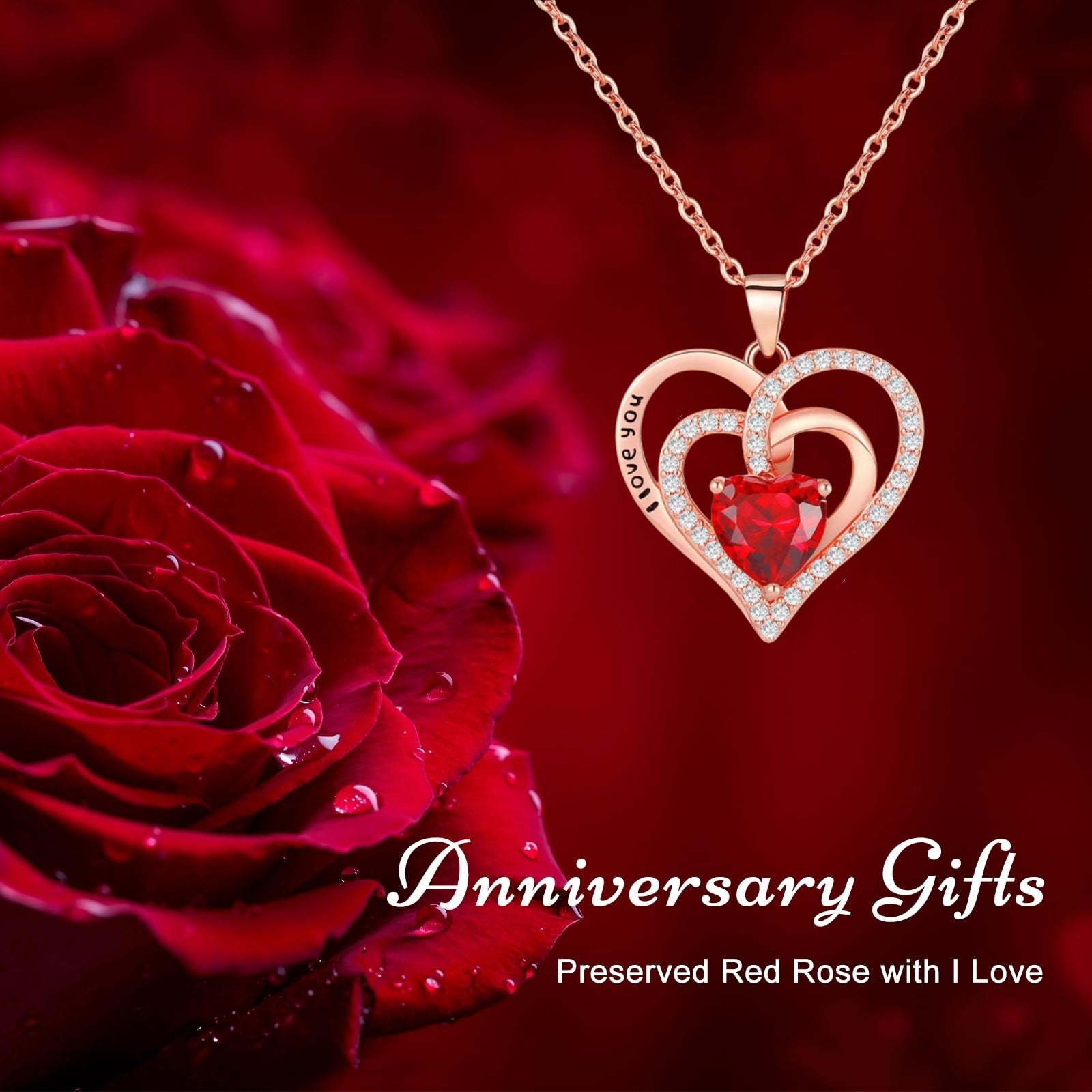 Cross-border Amazon Hot-selling Double-layer Love Diamond Necklace Engraving I Love You Versatile Collarbone Necklace Decoration
