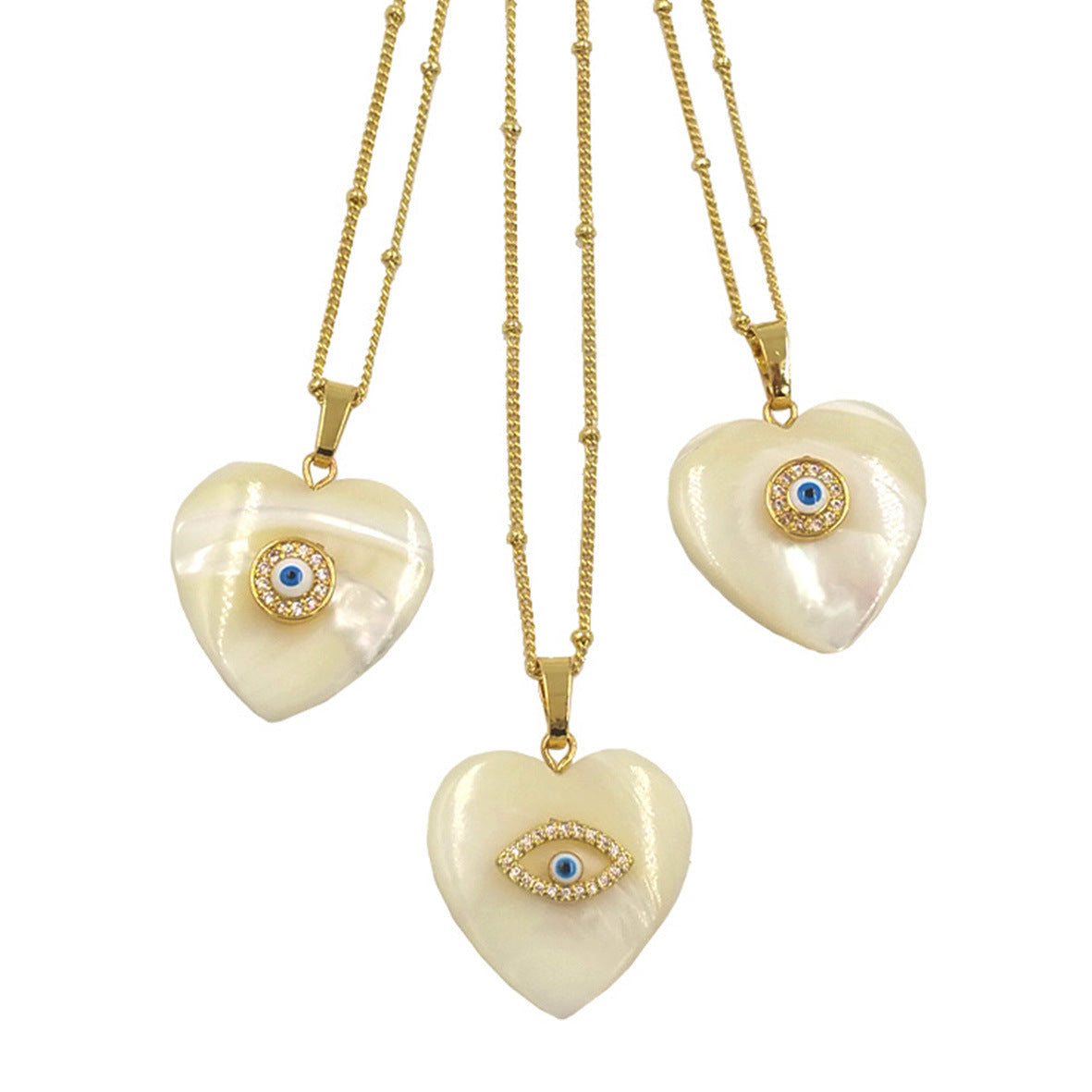 WT-JN270 European And American Hot-selling Reflective White Shell Devil's Eye Inlaid With Small Zircon Design Adjustable Necklace