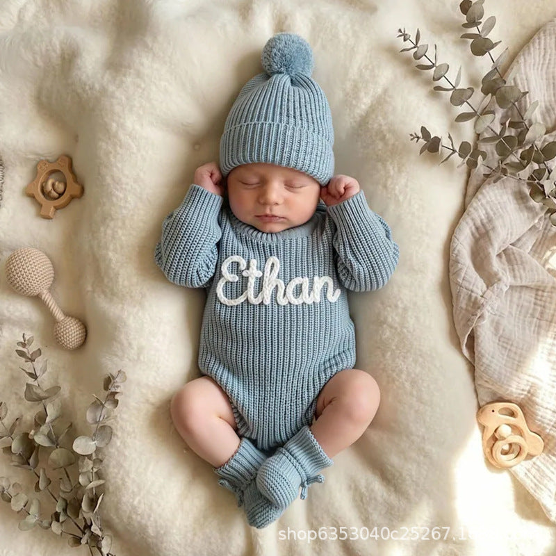 Etsy Cross-border Personalized Custom Jumpsuit Hand-embroidered Name Jumpsuit Suit Personalized Hand-embroidered