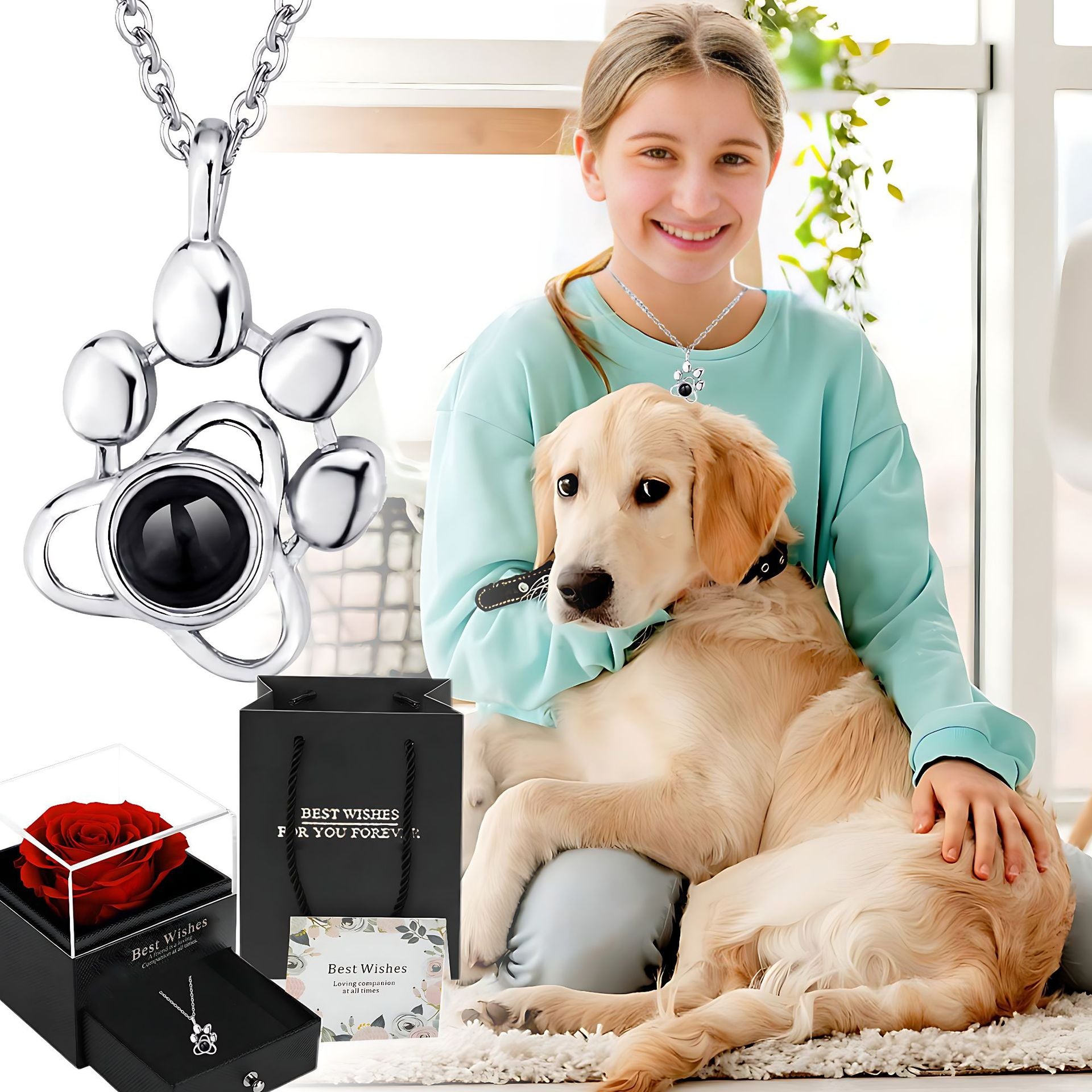 Ozon Cross-border Explosions 100 Languages I Love You Pendant Fashion High Sense Does Not Fade Pet Projection Necklace