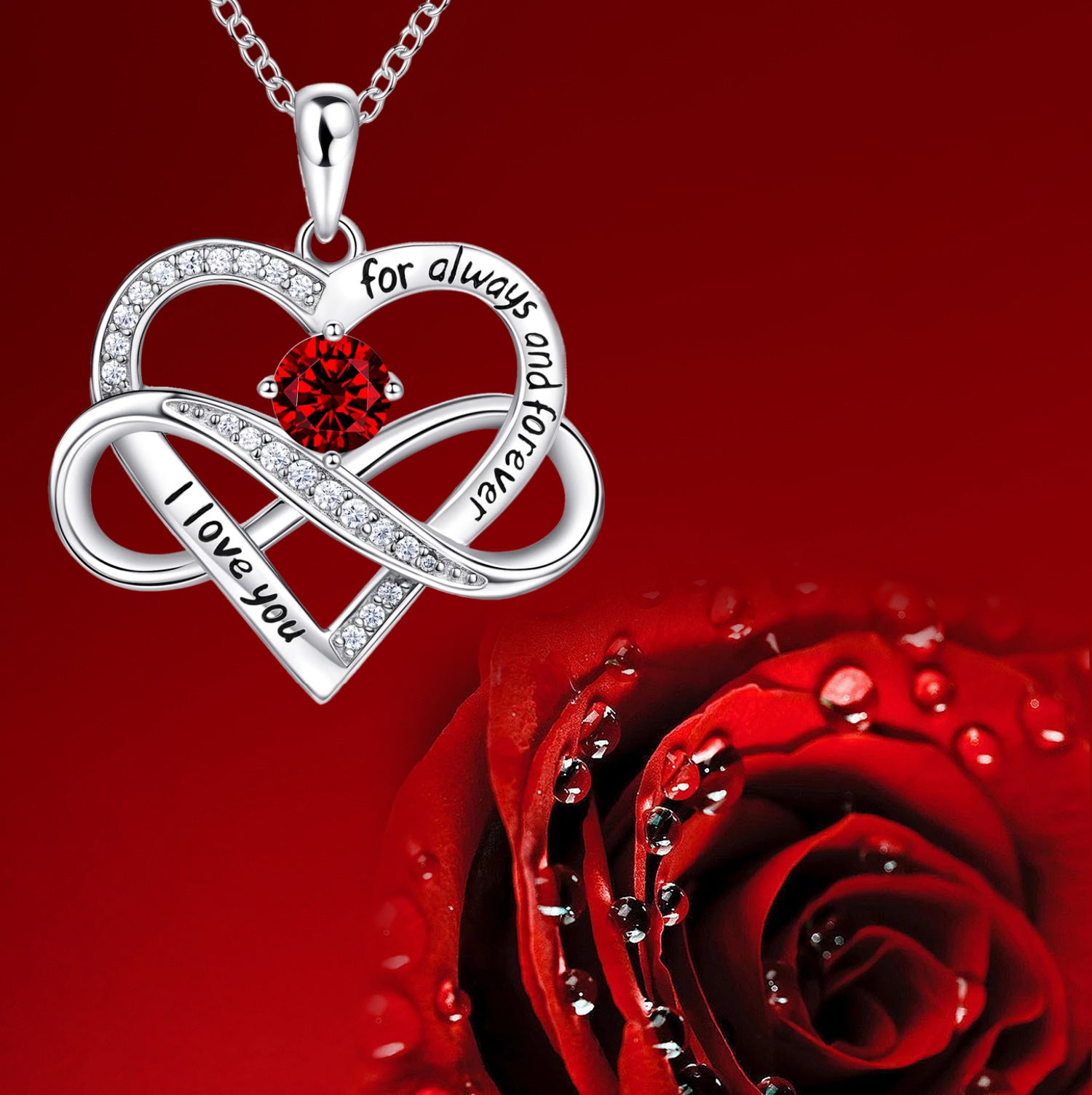 Cross-border Amazon New Hot Unlimited Loop Love Pendant Necklace Personalized Fashion High-end Collarbone Necklace