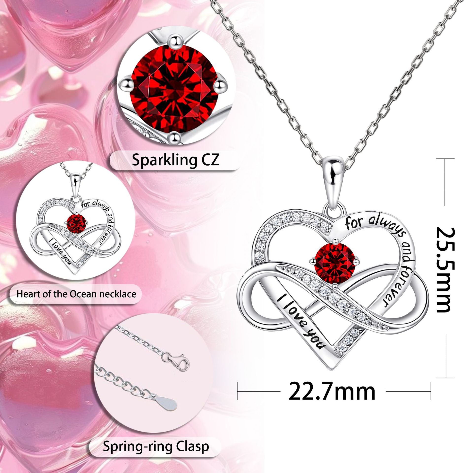 Cross-border Amazon New Hot Unlimited Loop Love Pendant Necklace Personalized Fashion High-end Collarbone Necklace