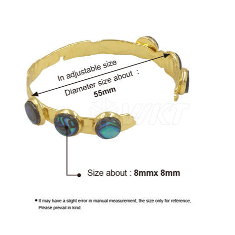 WT-B681 High Quality Brass Fine Bracelet Small Round Abalone Shell Open Bracelet Export Hot Sale Jewelry Mood Royal